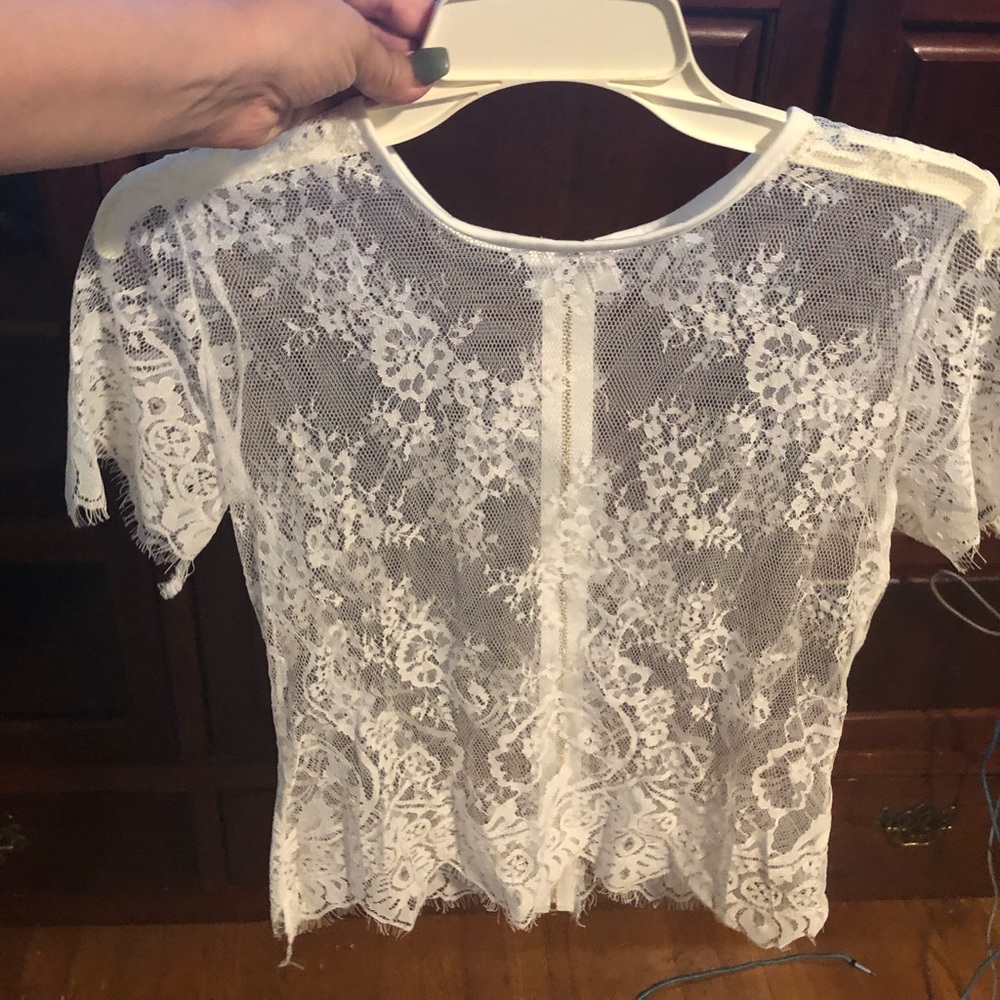 See through lace crop top